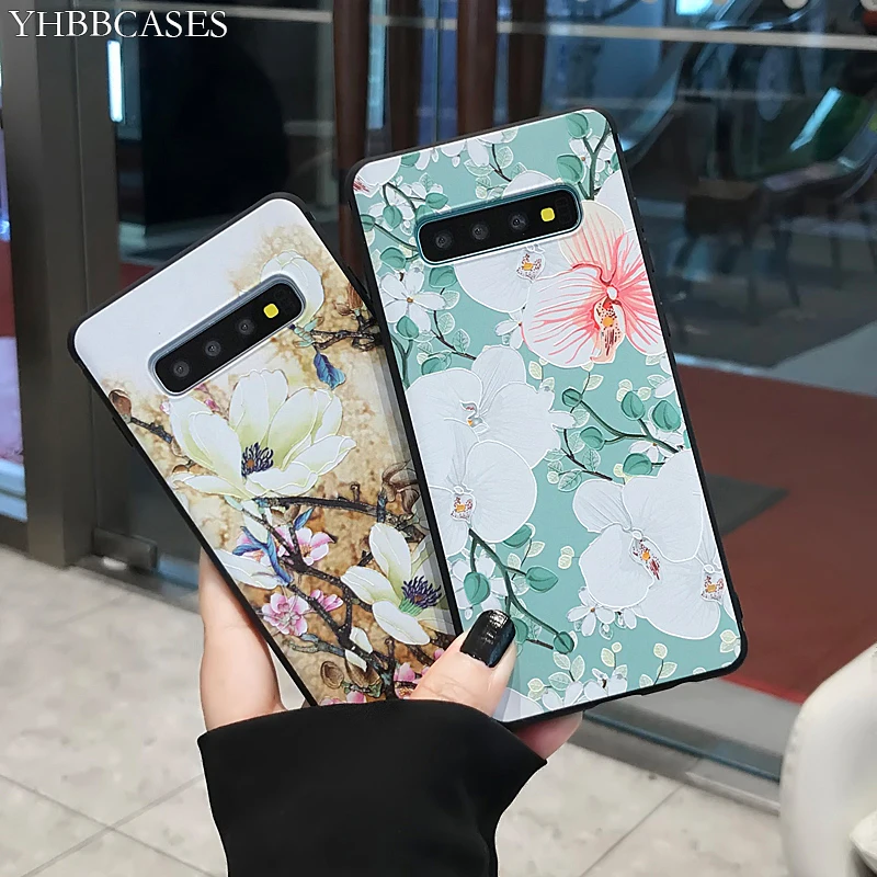 YHBBCASES тиснение Ретро Цветочный Мягкий чехол для Samsung Note 8 9 Galaxy S8 S9 S10 Plus модные