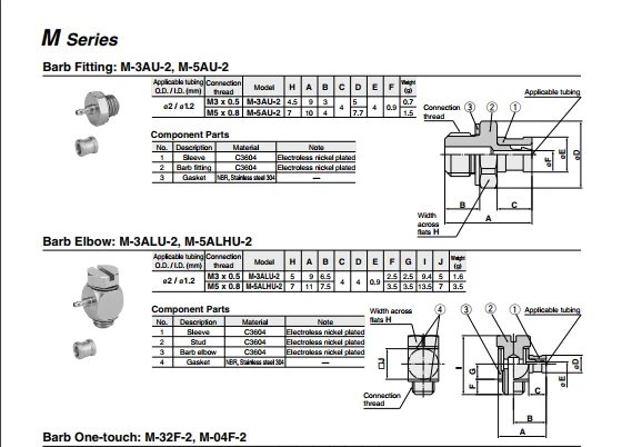 M-5ALU-6 M-5UN M-5AU-6 M-5H-6 M-5HL-6 M-5ALU-4 SMC мини-разъем Пневматические компоненты