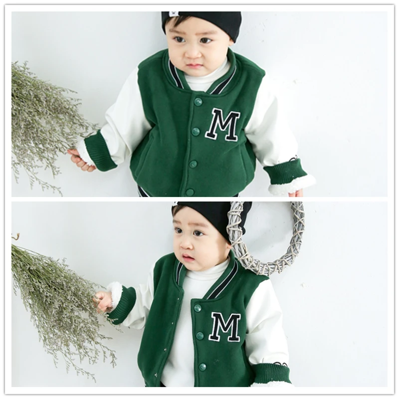 SFC-275 Sengfei Active New Children Baby Boys Outerwear Winter Button Baseball Uniform Plus Velvet Coat |
