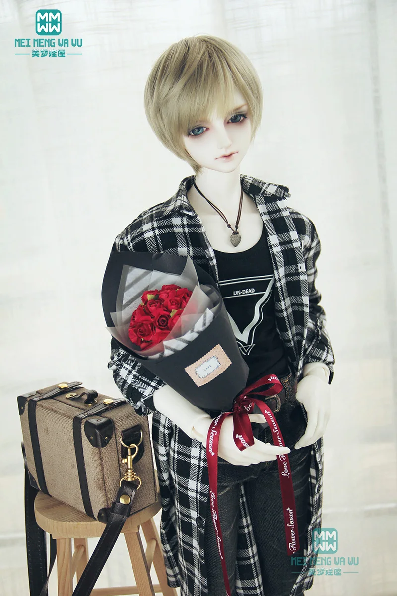 Одежда для куклы BJD подходит шарнирной 70 80 см модная клетчатая футболка винного
