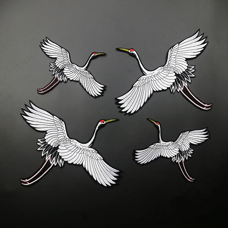 1 пара большой японского журавля гладить на Вышивание Наклейки Нашивки для