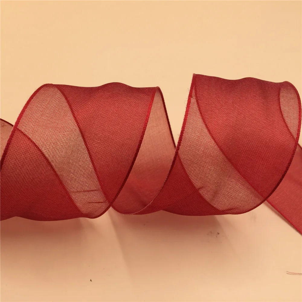 38MM X 25yards Red Wired Organza Ribbon for Gift Box Wrapping Decoration N2135 | Дом и сад