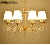 french luxury gold crystal chandelier living room bedroom european style creative personality led all copper crystal lamp