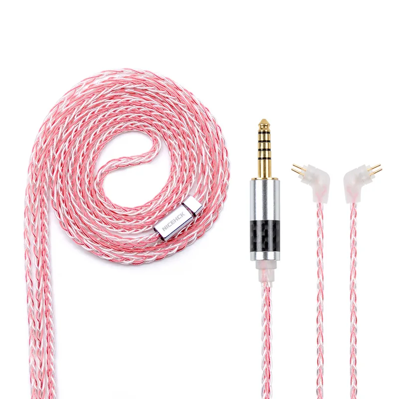 4.4mm plug with 2PIN NICEHCK MMCX/2Pin разъем 3,5/2,5/4,4 мм сбалансированный 8 серебряных сердечника Медь смешанные кабель для ZS10 AS10 TFZ NICEHCK M6/DT300/DT500/HK6 - Цвет: 4.4mm plug with 2PIN