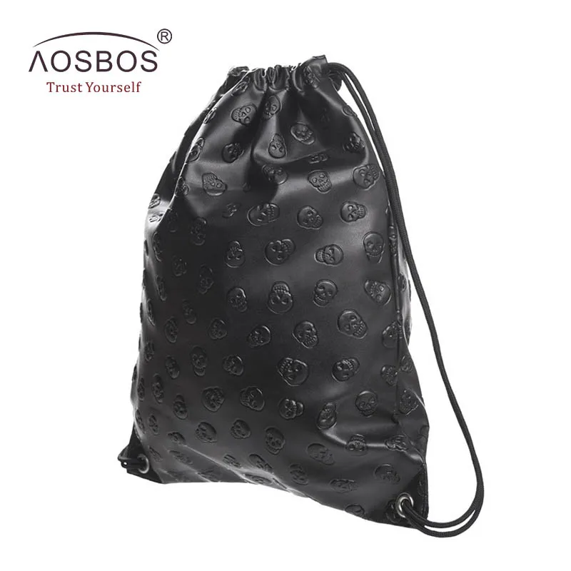 black 3 Aosbos PU кожаная сумка на шнуре для обуви для мужчин и женщин Спорт Тренажерный зал Открытый шнурок рюкзак для фитнеса обувь для плавания шоппинг - Цвет: black 3
