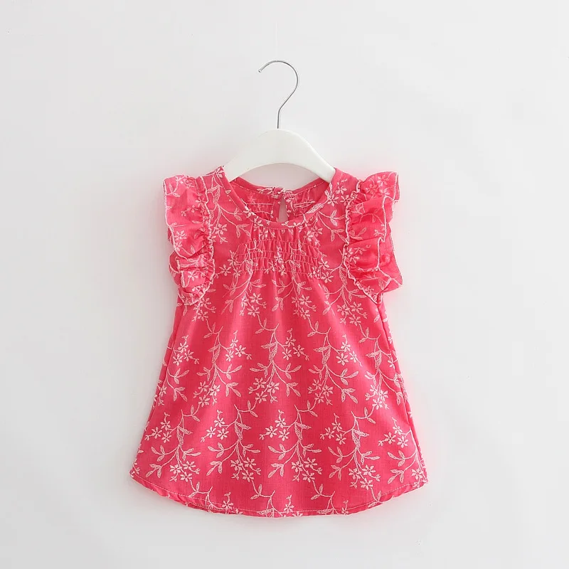 VIDMID baby girls sleeveless flowers dresses for girls summer cotton Princess clothing kids girls short sleeve clothes kids