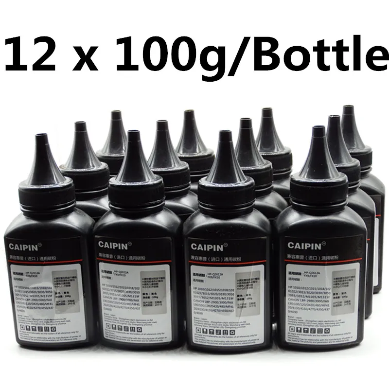 12 Bottle 12A 1 кг/мешок пополнения черный лазерный тонер порошок Комплект Наборы для CRG-703 CRG-103 CRG703 CRG103 LBP-3000 LBP2900 принтер - Цвет: 12 Bottle