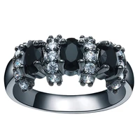 vnfuru classic women black gun rings black white cubic zirconia personality ring for engagement wedding bridal gift cool jewelry