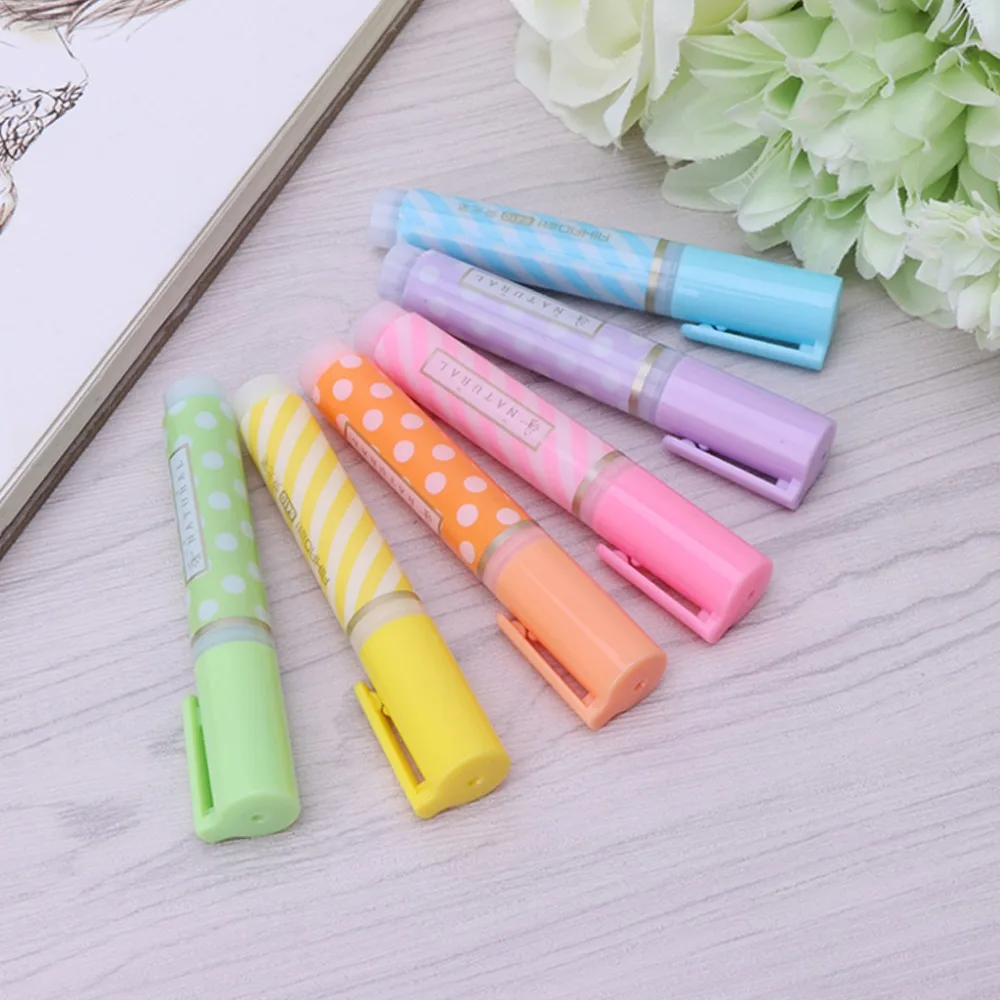 

6 Cute Mini Dots Striped Highlighter Paint Marker Pen Drawing Liquid Chalk Stationery School Office Supply Kids Gift
