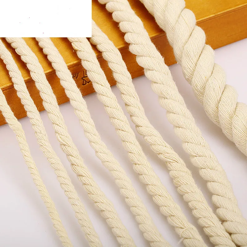 Три нити хлопковой веревки ручной работы толстая белая плетеная веревка для риса