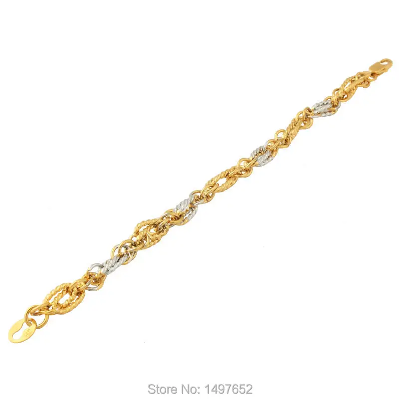 Браслет с двухцветной цепочкой позолоченный/посеребренный 21 см * 0 6 уникальный