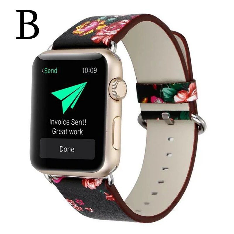 Кожаный ремешок JANSIN с цветочным узором для Apple Watch 40 мм 44 мм 38 мм 42 мм iwatch Series 1 2 3 4 5 браслет кожаный ремешок