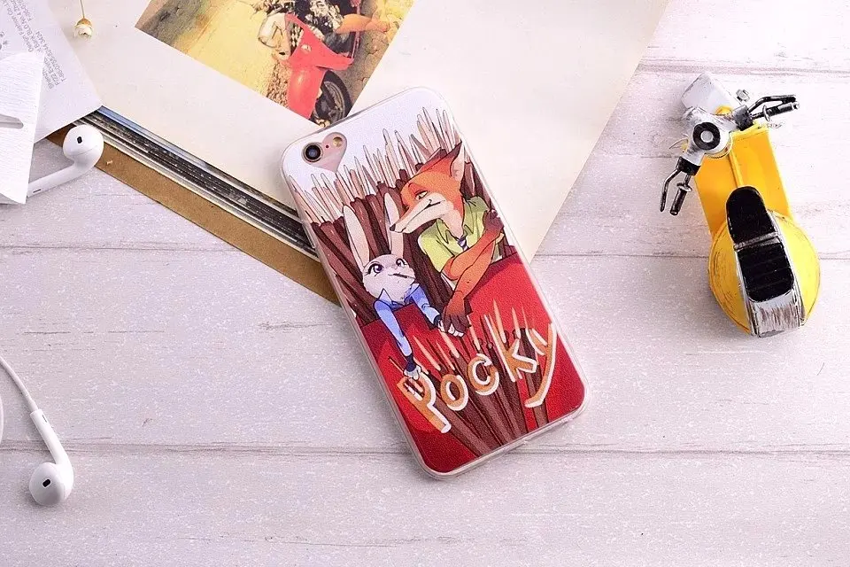 Zootopia Heart-shaped Pattern Silk Phone Case for iphone 6 6s plus Back Fundas Cover Coque Capa Para Flash Nick Fox Wilde |
