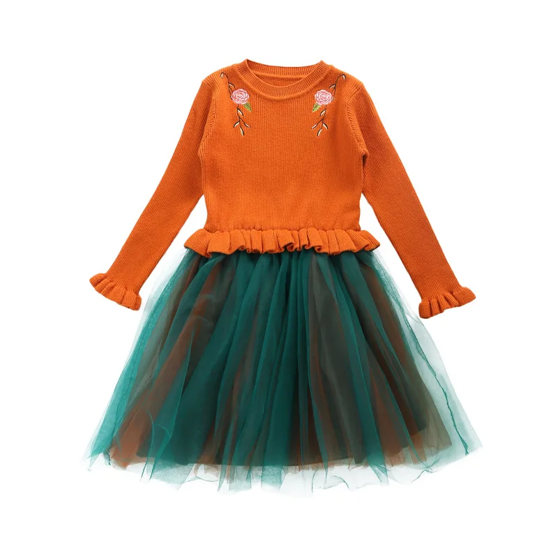 

Girl Sweater Princess Dress Children Long Sleeve Knit Sweaters Kids Autumn Winter Clothing Girls Party Clothes 10 12 8 6 Years
