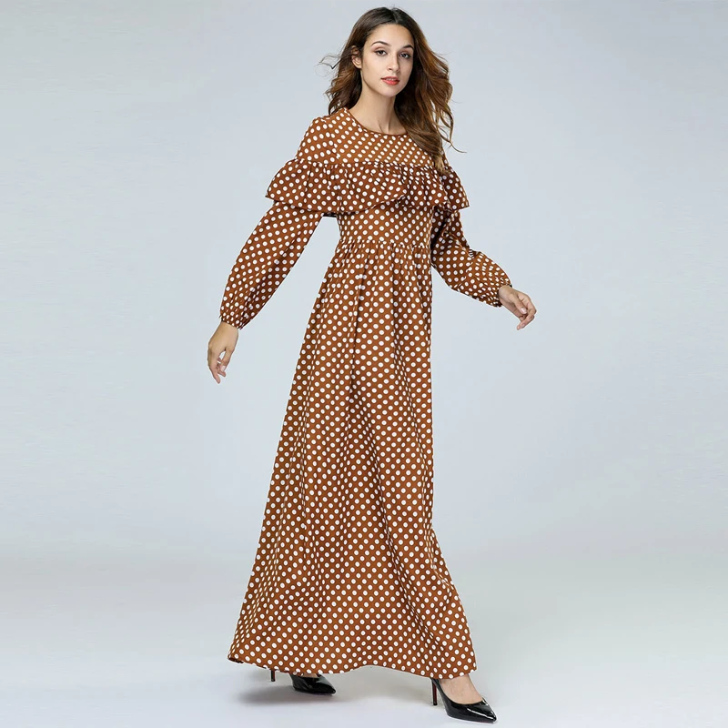 Polka Dot абайя арабское исламский мусульманский платье хиджаб Абая для женщин Катар