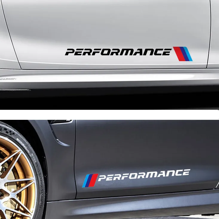 2x Новый М производительность сбоку юбка белая наклейка логотип для BMW F20 F30 E60 F10 E90