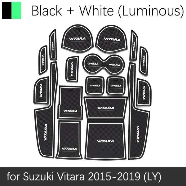White Luminous Противоскользящие ворота Слот коврик резиновая подставка для Suzuki Vitara LY Escudo спортивные чашки коврики аксессуары наклейки - Название цвета: White Luminous