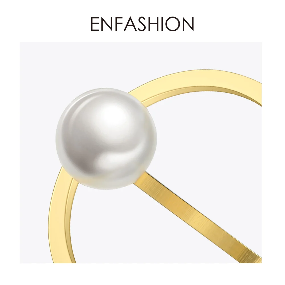 Женское кольцо Enfashion жемчужное Золотое из нержавеющей стали праздничная Мода 2020