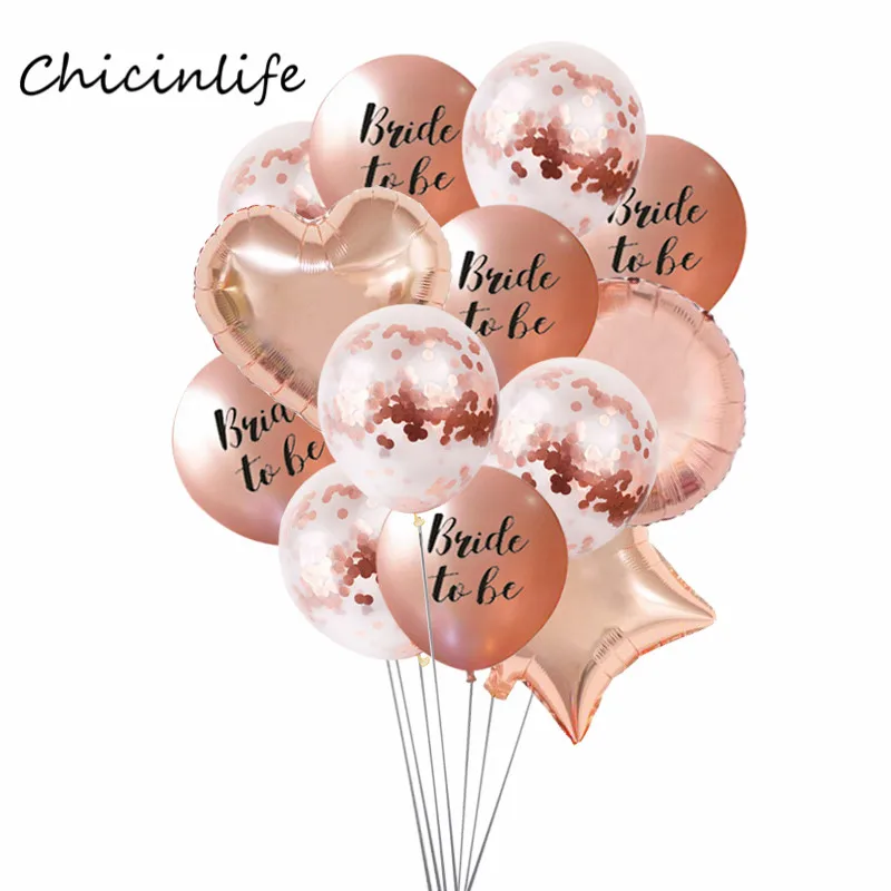 Chicinlife латексные воздушные шары для невесты из розового золота в форме сердца и звезды, девичник, украшение для свадебной вечеринки