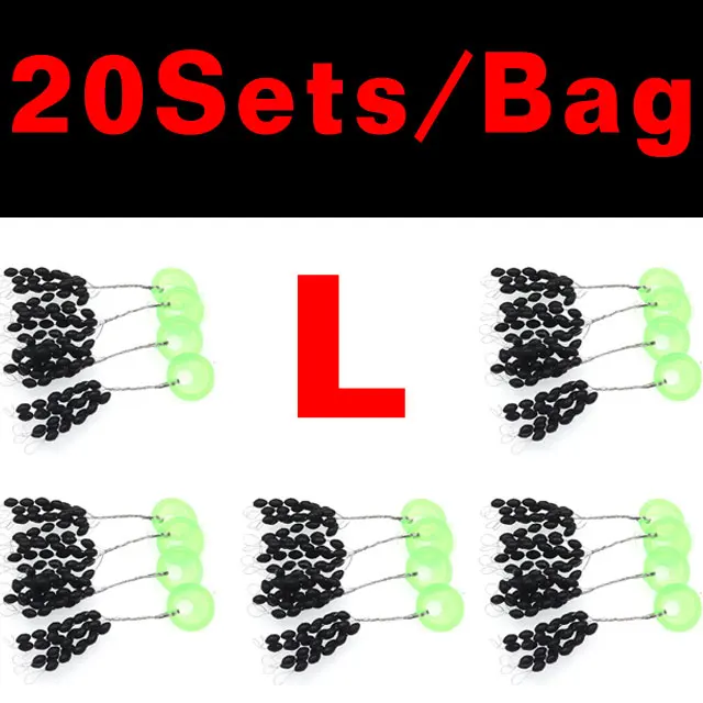 20sets L JIGEECARP 20 комплектов для ловли карпа и соленой воды рыболовные снасти и поплавок резиновые стоп/пробки черная оливковая форма космические бобы резиновое сухожилия - Цвет: 20sets L