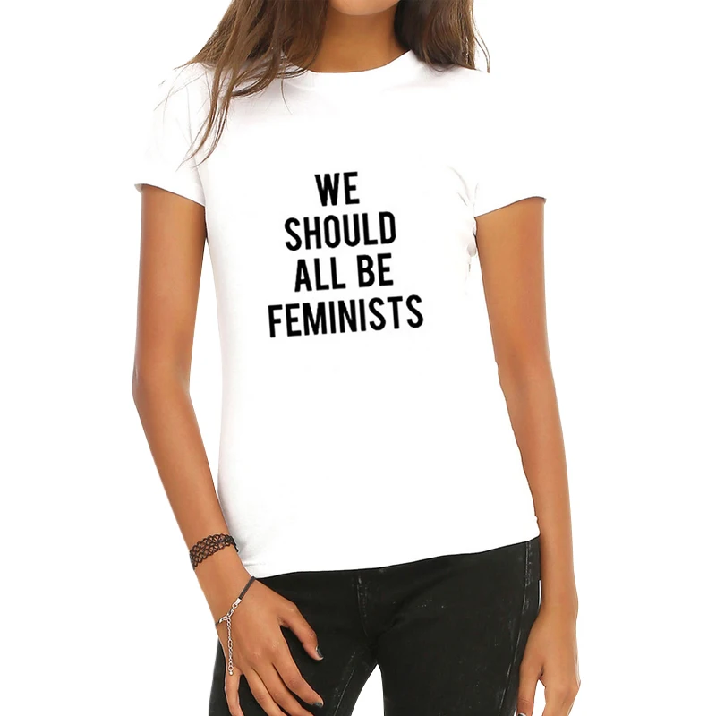 Women T Shirt Summer Fashion We Should All Be Feminists Letters Printing Short Sleeve All-Match O-Neck Black White Casual | Женская