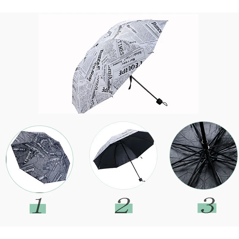 1 шт. креативный трехскладной зонт в стиле ретро с черным покрытием модные