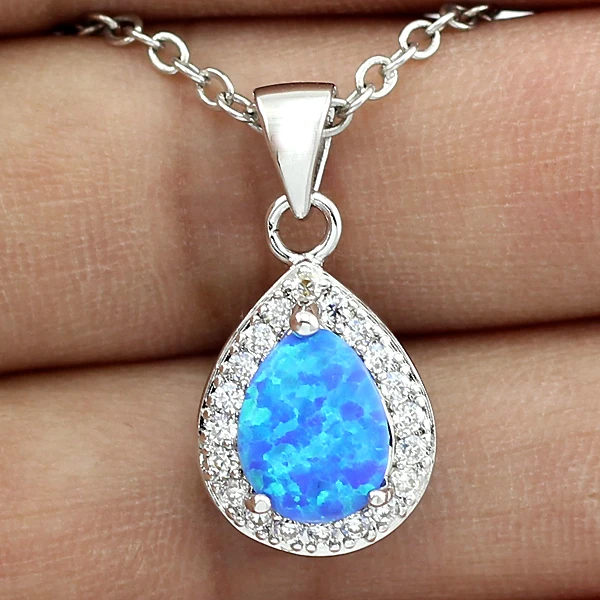 HAIMIS бесплатная доставка подвеска с синим огненным опалом для девушек женщин