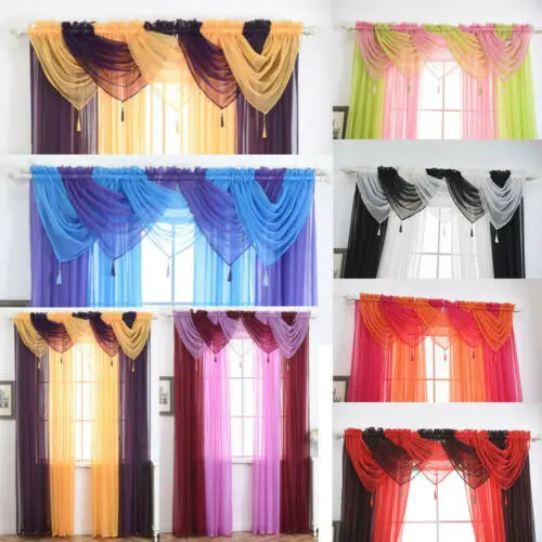 2019 модные однотонные марлевые занавески вуаль полиэфирные все цвета Pelmet Valance