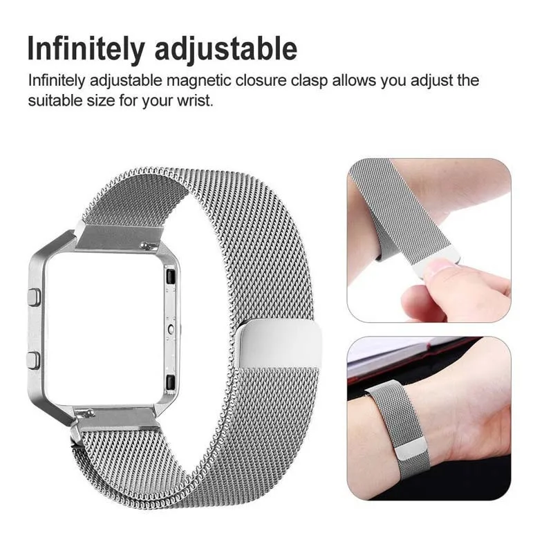 Миланские петлевые часы на магнитном ремешке для Fitbit Blaze, умные часы, сетчатый ремешок из нержавеющей стали, браслет, браслет с рамкой