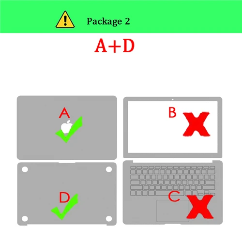 Package 2- A D Наклейка для ноутбука Macbook Air 13 A1932 для Apple macbook Air Pro retina 11 12 13 15 Защитная пленка для ноутбука - Цвет: Package 2- A D