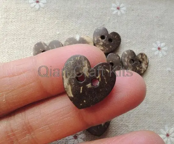 

200pcs big 16mm heart coconut shell Buttons 2 holes in natural color