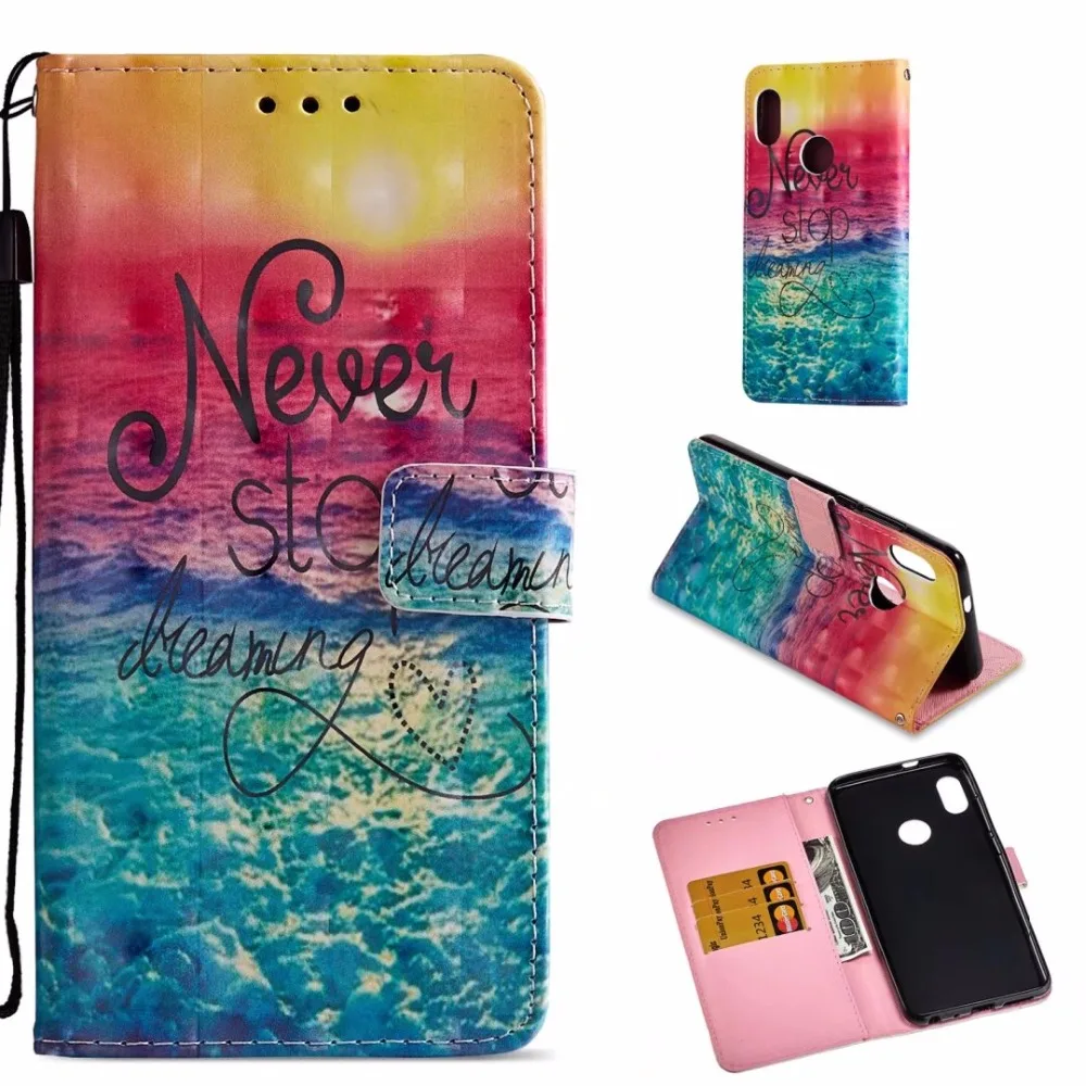 Abhoriz cover for xiaomi 6X Case with Card slots 3D painted patterns Leather phone case |