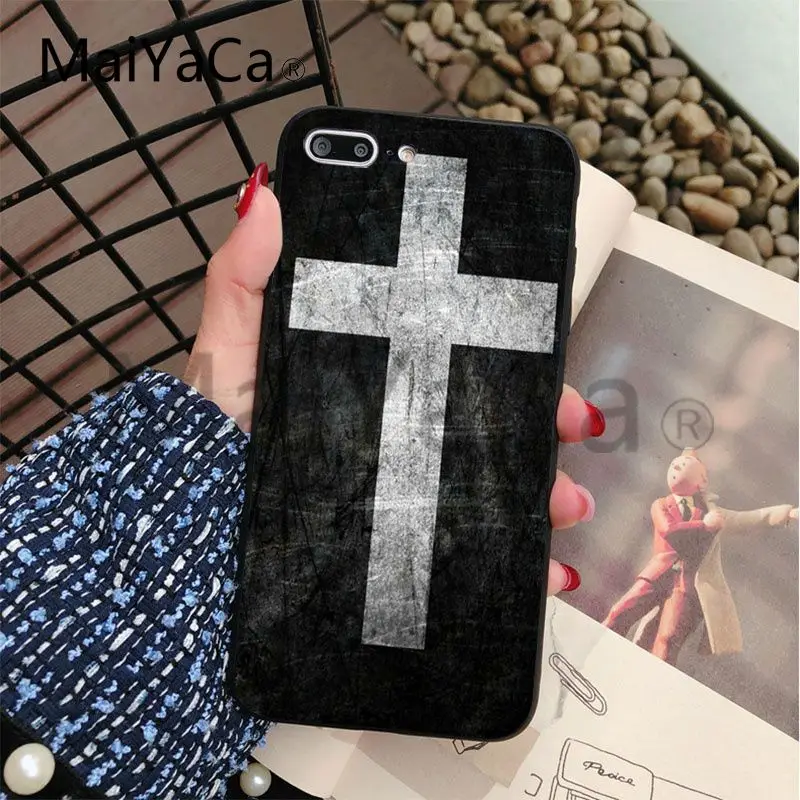 Роскошный мягкий черный чехол для телефона MaiYaCa Christian Jesus The Cross Apple iphone 5 5s 5c SE и 6 6s 7