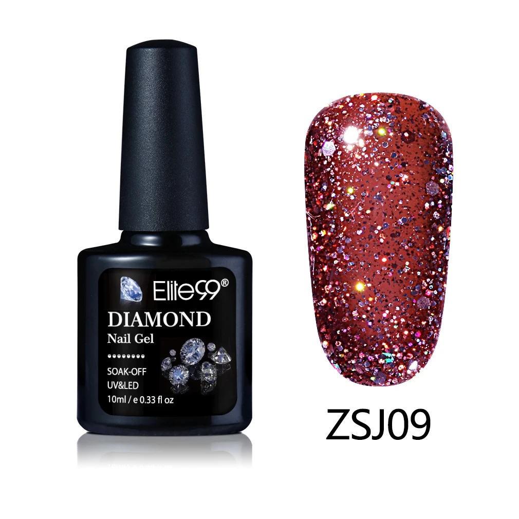 ZSJ09 Elite99 10 мл 3D бриллиантовый Гель-лак с блестками лак для ногтей с блестками Гель УФ Гели Soak Off светодиодный блестящие, семиперманентный лаковое гелевое покрытие для ногтей - Цвет: ZSJ09