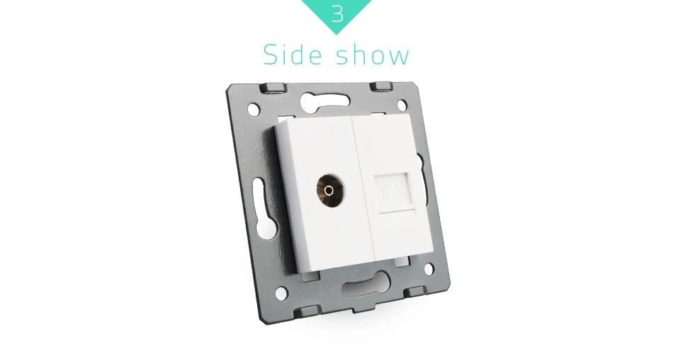 Производство Livolo, белый кристалл стекло панель, 2 банды стены ТВ и тел Socket/Outlet VL-C7-1VT-11, без переходник