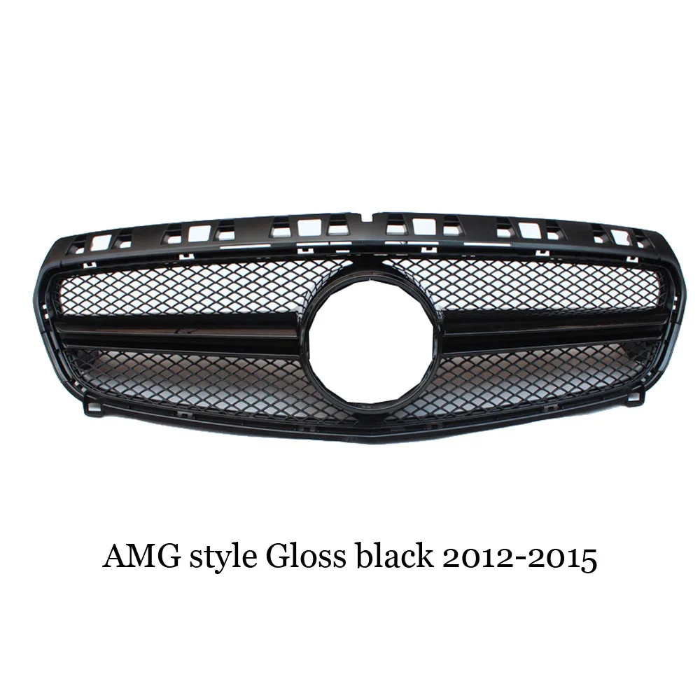 AMG Black 2012-15 Front Grille GTR GT Grill Diamond AMG Style For Mercedes Benz A-Class W176 A180 A200 A260 A45 Car Styling Front Hood Mesh - Цвет: AMG Black 2012-15