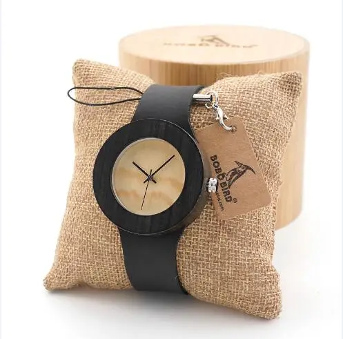 C09black Montre Femme BOBO BIRD женские часы кварцевые деревянные с спортивный кожаный ремешок Кварцевые дизайнерские женские наручные часы с логотипом на заказ - Цвет: C09black
