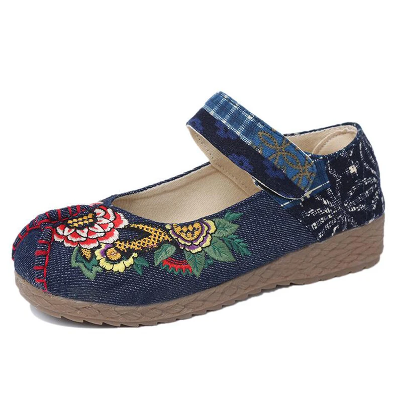 Женские туфли на плоской подошве thagrant Mary Janes с цветочной вышивкой повседневная