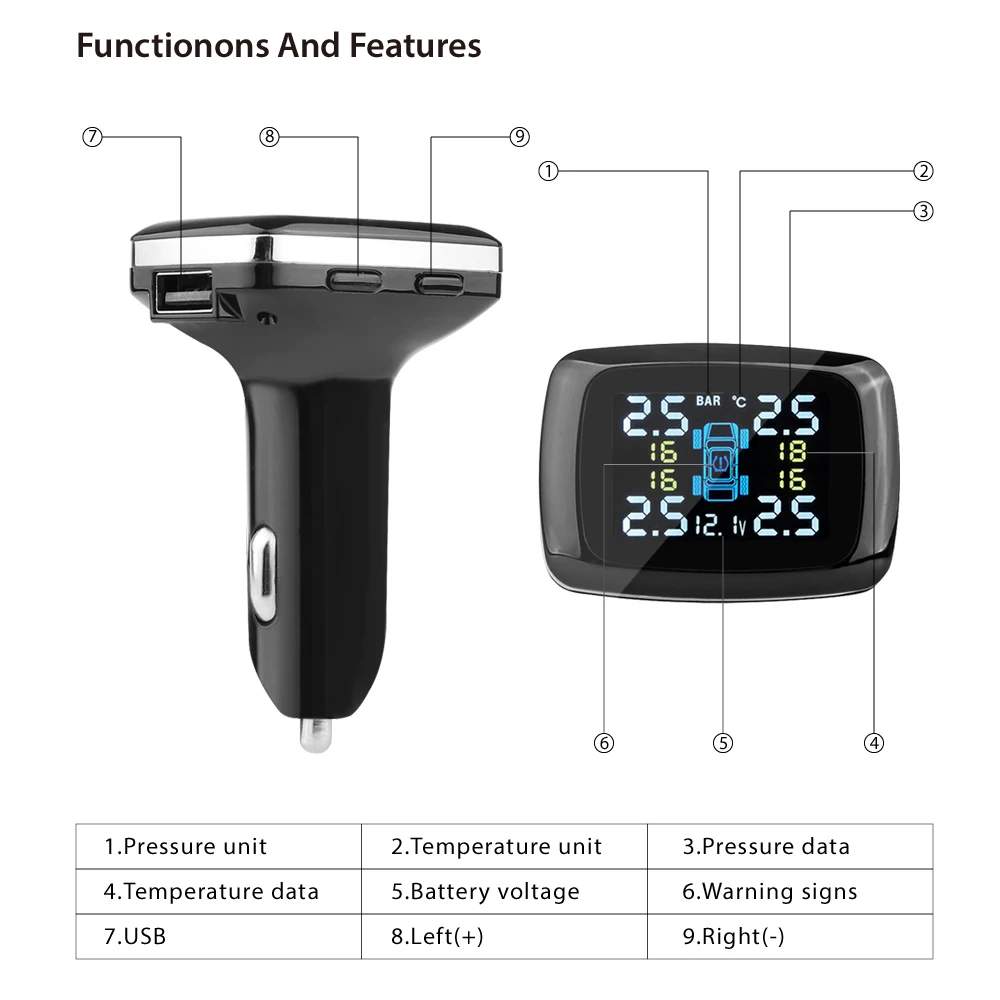 ONEVER автомобильный беспроводной TPMS датчик давления в шинах Система мониторинга с