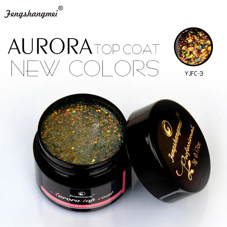 Профессиональный Гибридный Гель-лак для ногтей fengshangmei, 5 г, новинка, лак Aurora Top Coat, долговечный Блестящий Гель-лак с блестками - Цвет: YJFC-3