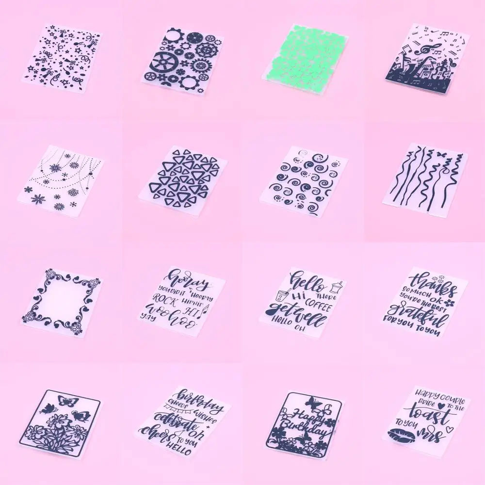 16 стилей письма пластиковые тиснения шаблон папки DIY скрапбукинга карты делая
