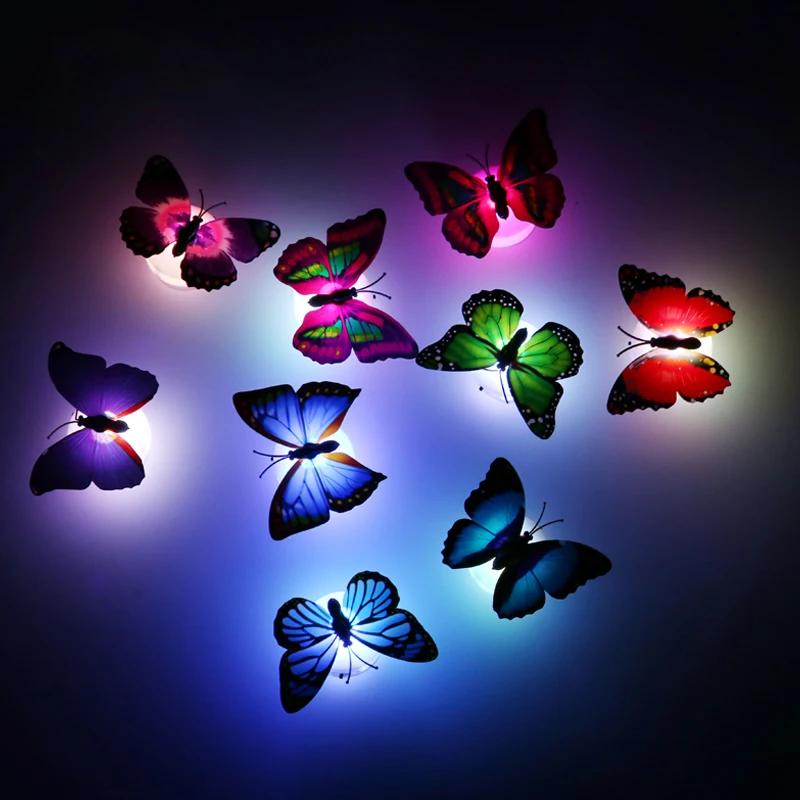 10 шт. разноцветные светодиодные лампы в виде бабочек для дома и офиса|wall night light|night