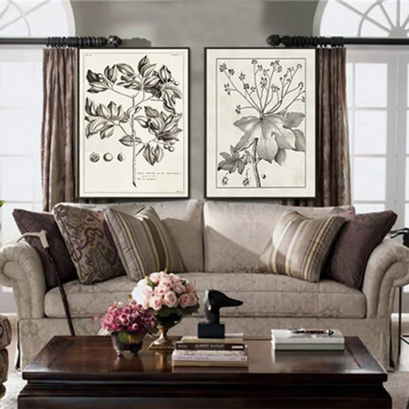 Китайский стиль эскиз цветы деревья простой классика спальня художественная