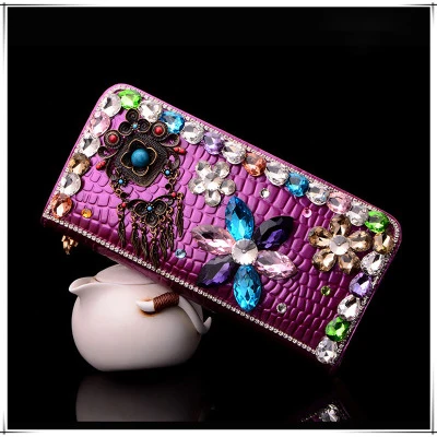 Purple Женский кошелек клатчи с кристаллами роскошные сумки с цветочным дизайном черные винтажные вечерние сумки сумочка со стразами кожанные женские подарочные сумки - Цвет: Purple