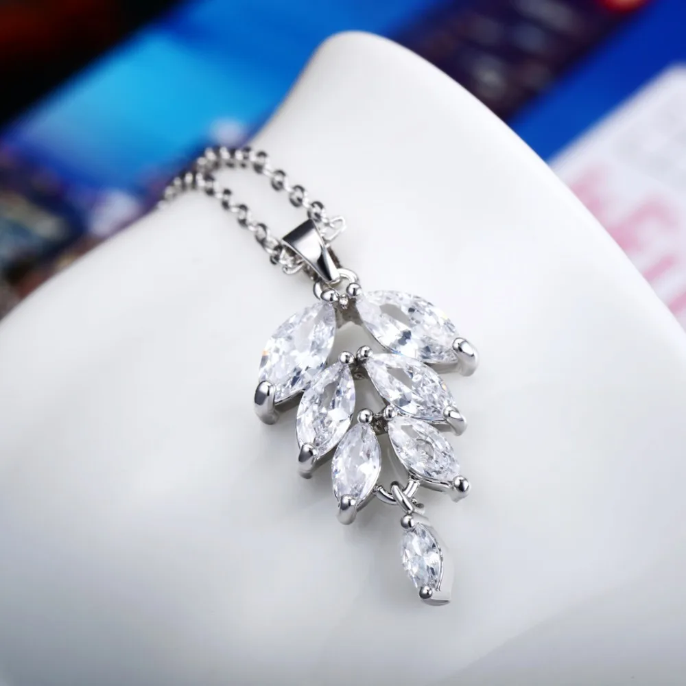 Роскошные Подвески с листьями и ожерелья стразы из фианита длинные подвески