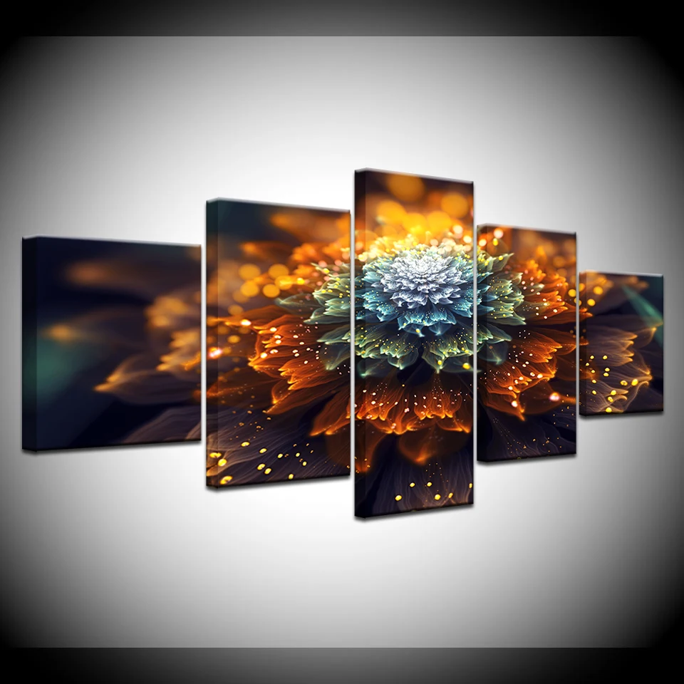 

5 pieces high-definition print color flowers patterns petals canvas oil painting poster and wall art living room picture Artwork