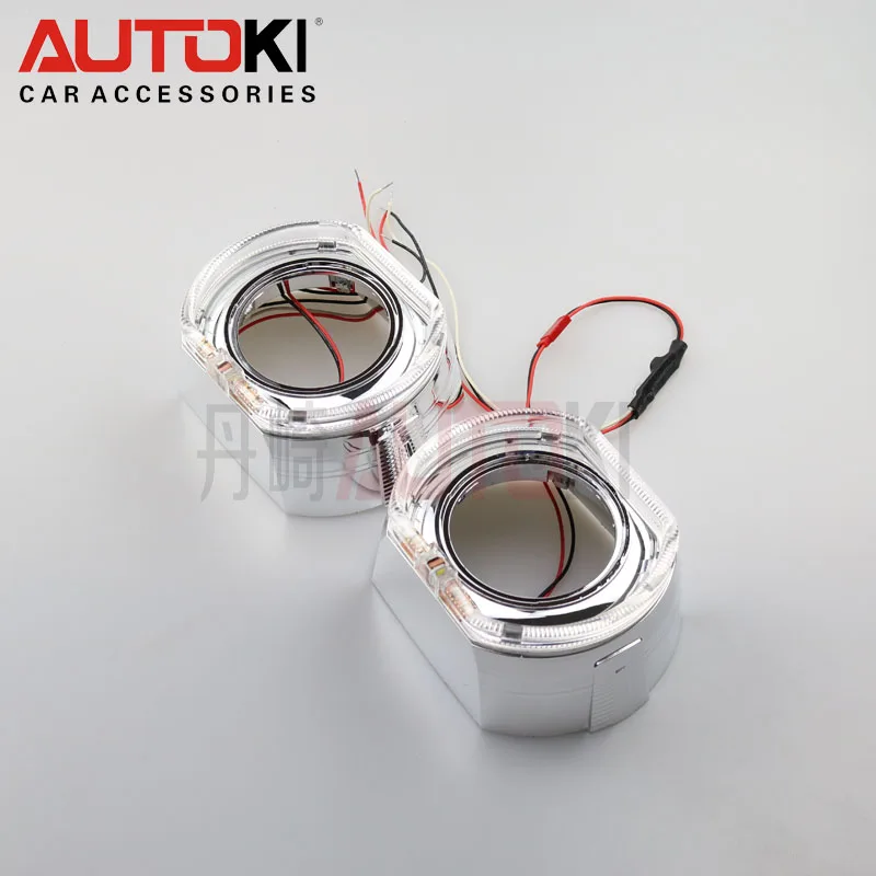 Autoki 2,5/3,0 дюймов X5 квадратный светодиодный ангельские глазки интегрированный ободок кожухи маски белый для 2,5/3,0 дюймов Hella Q5 WST объектив проектора