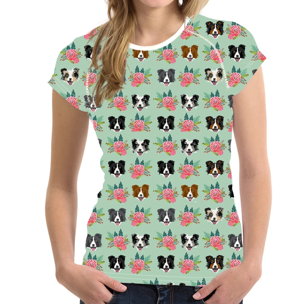 Женские футболки с объемным принтом Kawaii Dog Border Collie брендовые Дизайнерские летние