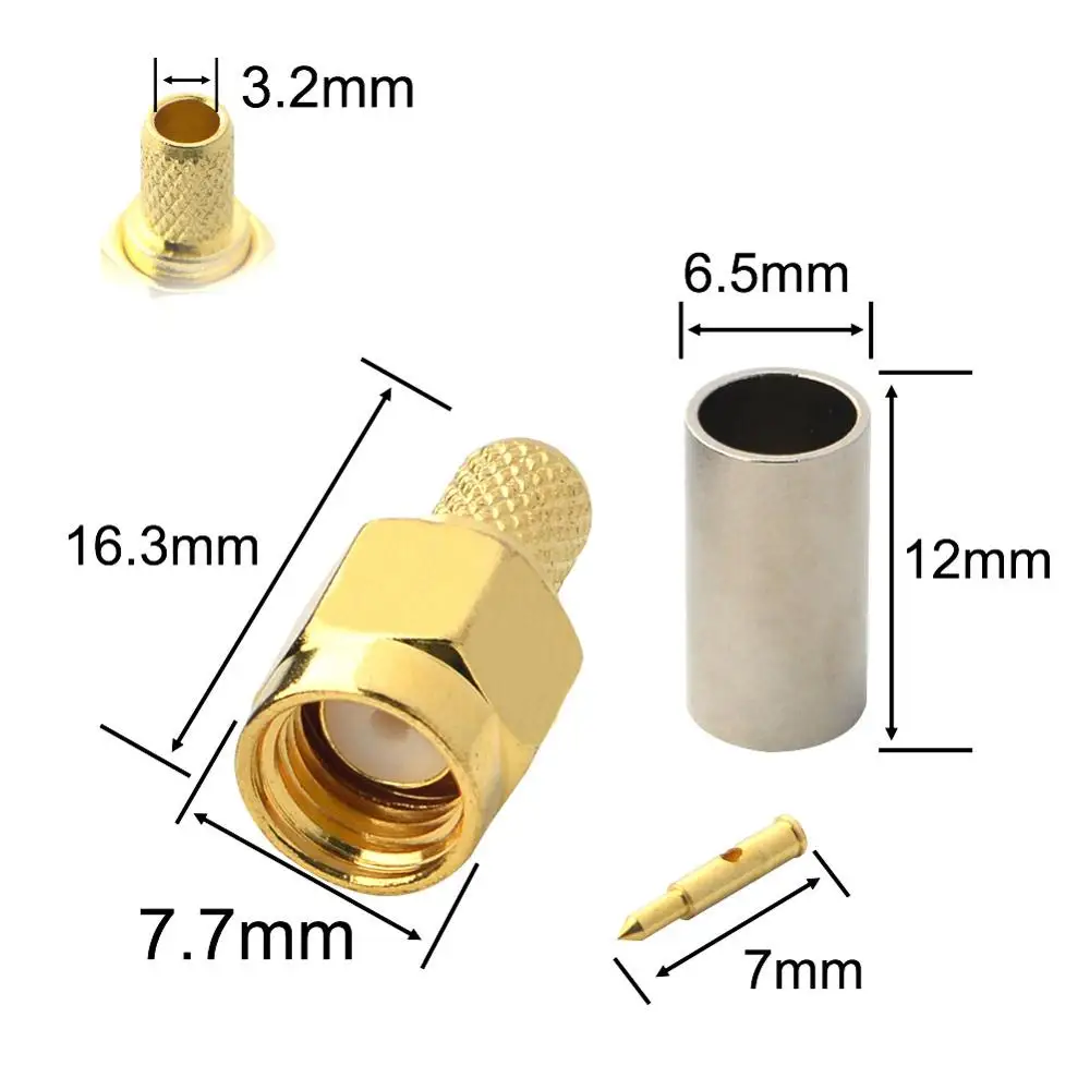 Коннектор для кабелей RG58/RG142/RG223/RG400/LMR195/RFC195|connectors for cables|connector crimpconnector male |