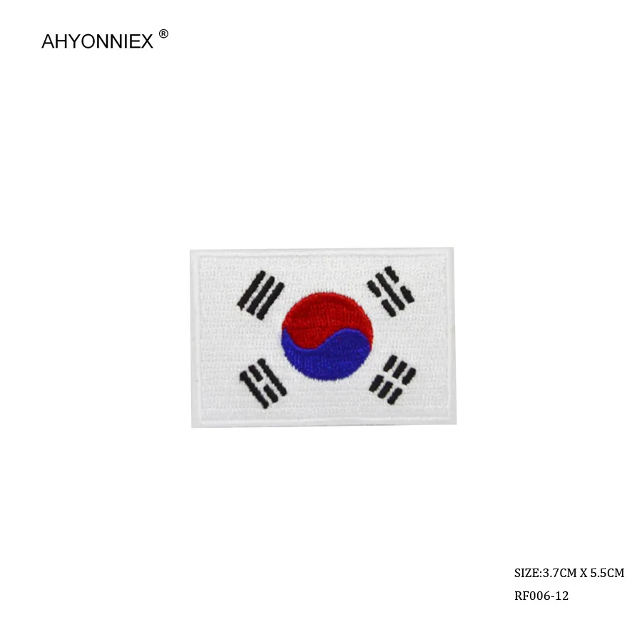 KOREA AHYONNIEX 1 шт. Качественные вышитые нашивки с флагом США из Китая, флага США, железные наклейки на руку, наклейки на рюкзак, значок для одежды, аппликация "сделай сам" - Color: KOREA